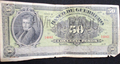 50 PESOS BANCO DE GUERRERO SERIE B, #14041, American BankNote Co. New York