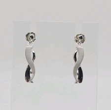 Colibri Dazzling Diamonds Sterling Silver Matte Twist Diamond Acc Dangle Earring
