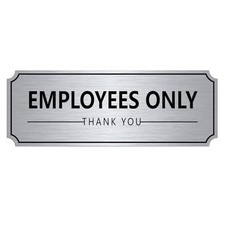 Employees Only Sign Sticker for Door  Self-Adhesive Silver Employees Only 002