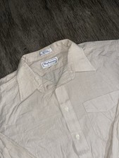 Burberrys Of London Men’s Sz 17.5/34 Cream Colored Button Up Made In USA