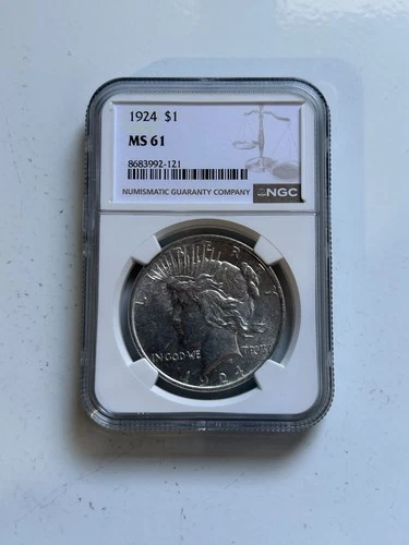 1924 $1 Peace Dollar NGC MS61