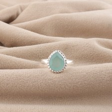 Aqua Chalcedony Gemstone 925 Sterling Silver Handmade Jewelry Ring Gift For Love