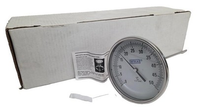 Wika Bimetal TI.52 Thermometer, 1/2'' NPT, 5'' Dial, Adj. Angle, 0-50°C, 10''Length