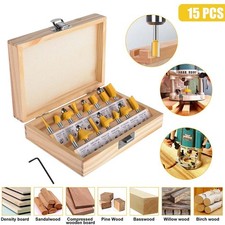 15Pc Carbon Milling Cutter Router Bit Set Tungsten Carbide Router 1/4" Shank NEW