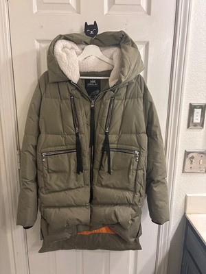 Orolay Down Jacket Coat Womens Medium Green Puffer Hooded Zip Up Pockets Casual