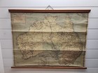 Antique Old School Wall Map Of Australia Linen Backed Retro Mcm