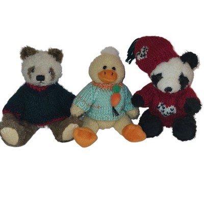 Hugfun Plush Lot 3 Panda Teddy Bear Yellow Duck Stuffed Animal Toy Costco 9''