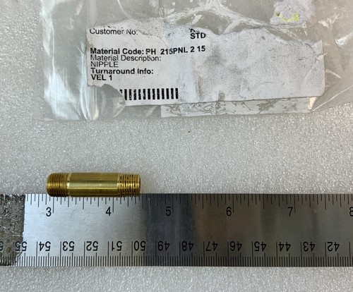 NEW! PARKER Long Pipe Nipple 1/8 NPT Male X 1-1/2 Inch L. Brass P/N: 215PNL-2-15