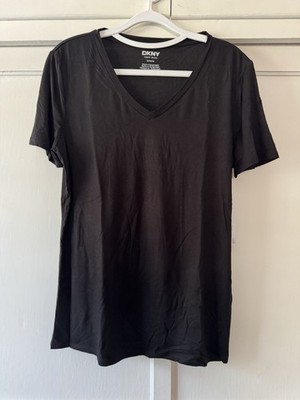 DKNY Women's T-Shirt Liquid Jersey Black Size Medium NWT $49