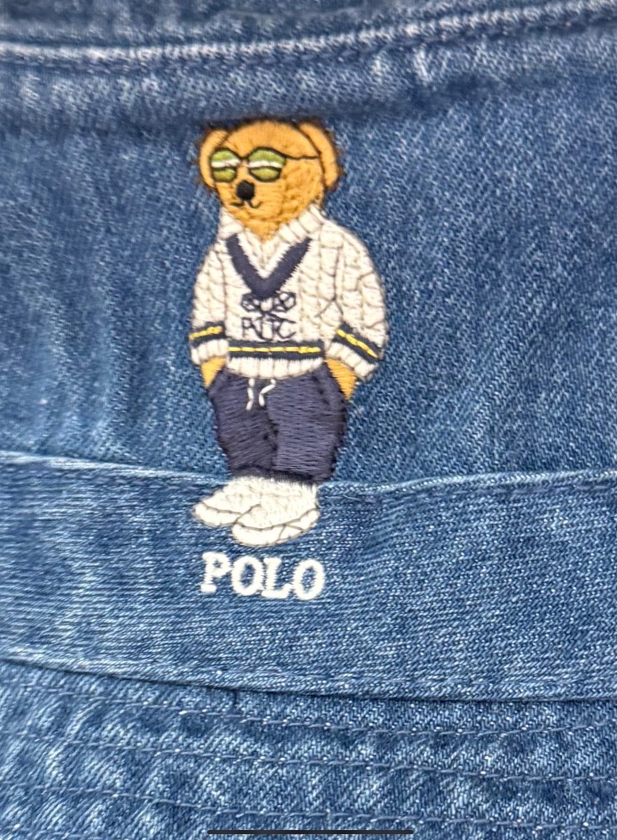 NWT Polo Ralph Lauren PREPPY TENNIS BEAR Dark Denim Bucket Hat | eBay