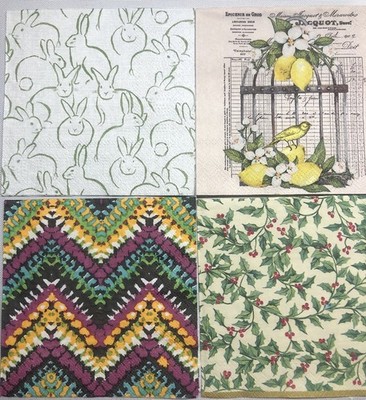 Variety Of 17 Napkins For Decoupage. Use On Oysters, Glass, Boxes, Etc. 