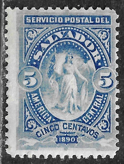 HICK GIRL MINT EL SALVADOR STAMP SC#20 1888 ALLEGORICAL FIGURE H223