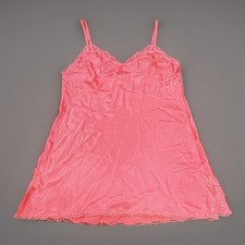 Vtg Victoria s Secret Medium Coral Lace Trim Satin Silky Night Gown Sleepwear