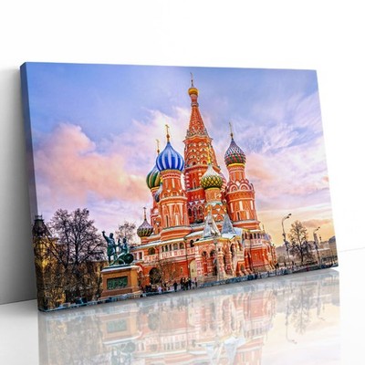 Basiliker Kathedrale Winter Rot Platz Moskau Leinwand Gerahmter Druck Bild Wandbild