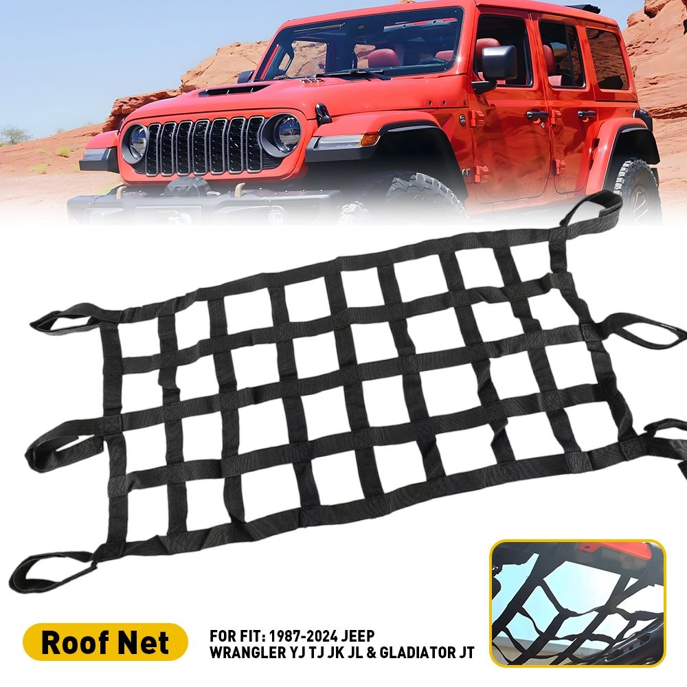 Mesh Cargo Net Roof Top Netting Hammock for 1987-24 Jeep Wrangler YJ TJ JK JL A thumbnail 14