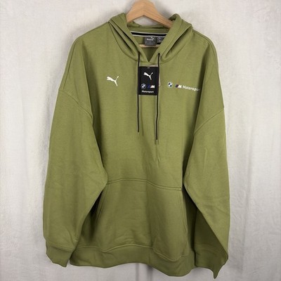 PUMA Men's BMW M Motorport Essentials Fleece Hoodie Calming Green 2XL NWT