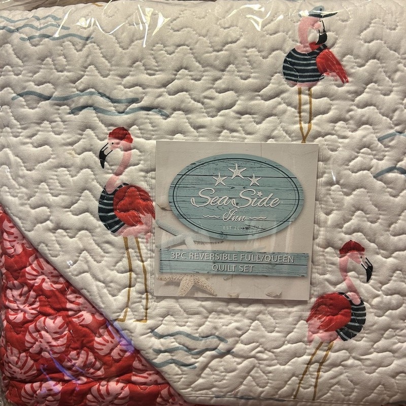 Seaside Inn Flamingo Quilt and Shams Full/Queen