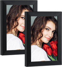 Set of 2 4x6 Black Wooden Picture Frames with HD Plexiglass for Wall/Table