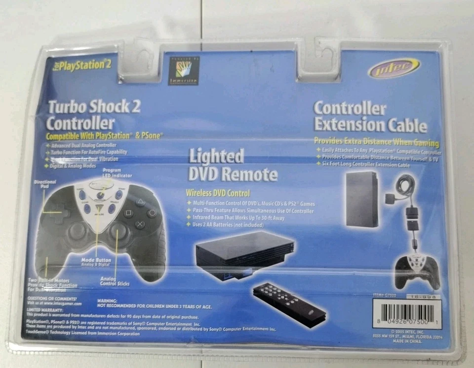 PlayStation 2 Intec Starter Kit Mando NUEVO SELLADO, Cable Extráctil de 6 pies, Mando a Distancia PS2 Foto 4 de 4