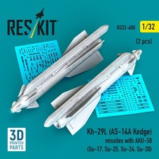 Kh-29L (AS-14A Kedge) missiles with AKU-58 (2 pcs) Scale 1:32 ResKit RS32-0600