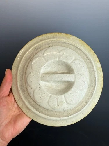 Early Bar Handle Antique Red Wing Stoneware Petal Pattern 1 Gallon Crock Lid 8"