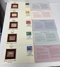 lot of 5 22K Gold Stamp Replica First Day of Issue OLYMPIC TRACK & FIELD 1991