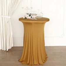 GOLD Cocktail TABLE COVER Natural Wavy Drapes SPANDEX TABLECLOTH Party Supplies