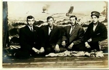 1910s Brothers Men Posed Sailing RPPC Postcard Ocean Beach Studio Photo Vtg