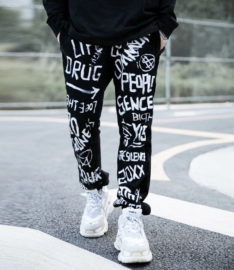 Niepce Doodle Arts Streetwear Black Sweatpants Graffiti Art Jogger Pants
Opens in a new window or ta