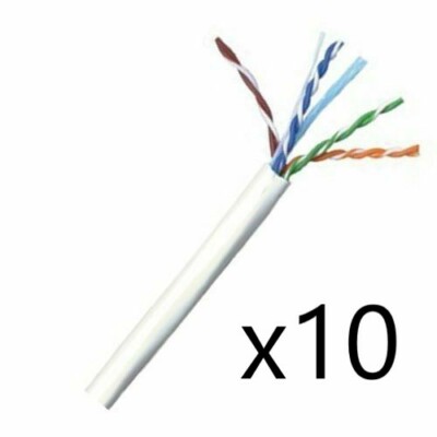 Lot of 10 - CAT6E Ethernet 550MHz CMR Cable White 1000FT 23 AWG COPPER