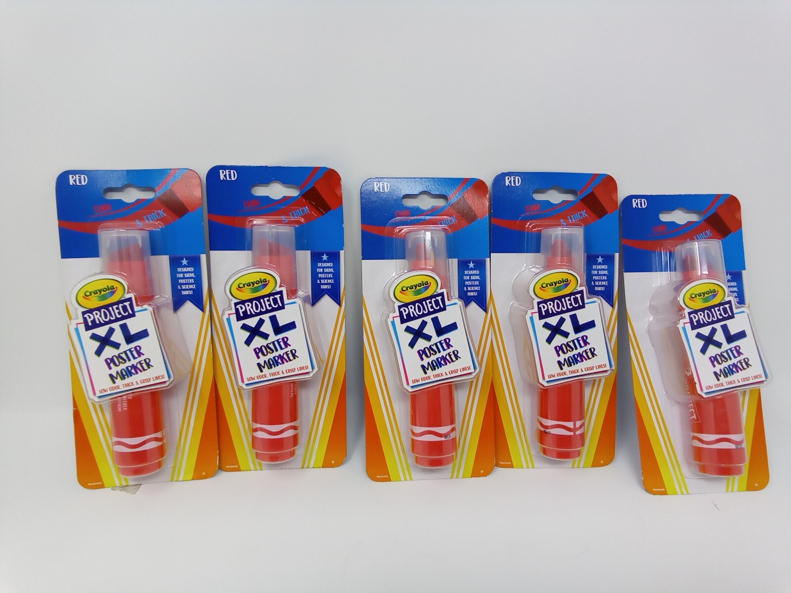5 x Crayola Project: XL Poster Marker, Red single ct, Multi