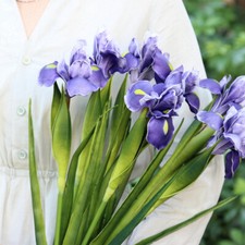 Mini Iris Fake Silk Flower Teal Flowers Purple Color Lifelike Office