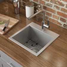 Ruvati 15x15" Drop-in Topmount Bar Prep 16 gauge Single Bowl Sink- RVH8115