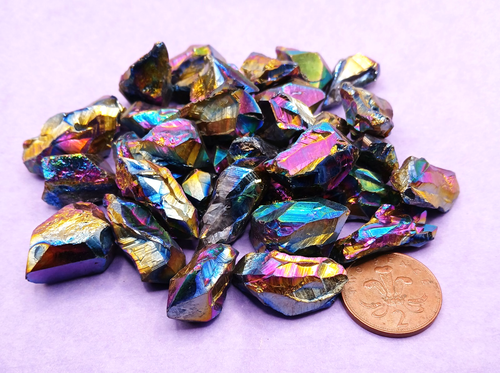 Rainbow Titanium Aura Quartz Crystal Stone Chakra Healing in Presentation Box - Picture 3 of 8