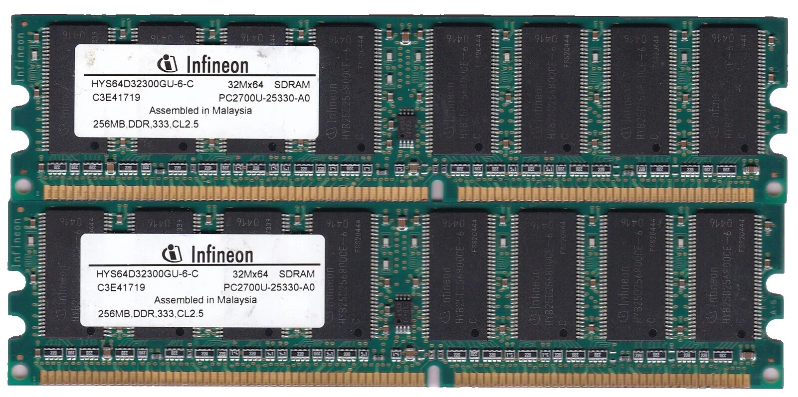 DIMM DDR1 SDRAM 256 MB Capacity per Module Computer RAM 2 Modules