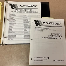 Powerboss 80 82 90 OPERATION MAINTENANCE MANUAL PARTS BOOK LIST SWEEPER SCRUBBER