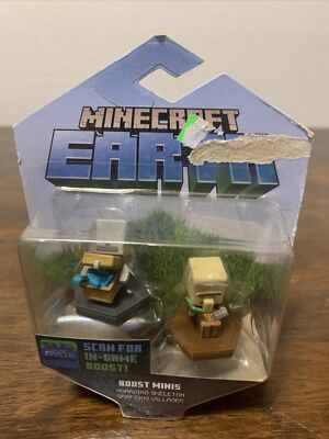 MINECRAFT EARTH Boost Minis Hoarding Skeleton & Crafting Villager 2-Pack NIB