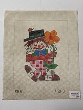 Cute Playful Clown Hand-Painted Needlepoint Canvas Flower 8" x 10" by EBS