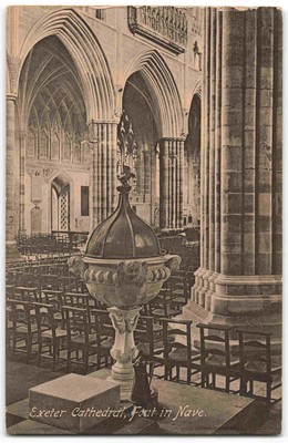 Exeter Cathedral Devon Font In Nave - C.1910 Friths Postkarte N09