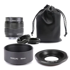 Fujian 35mm f/1.7 CCTV Cine lens for M4/3 / MFT Mount Camera &adapter&hood