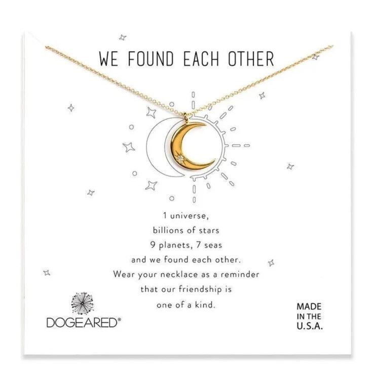 Collar para mujer Dogeared dorado nos encontramos media luna W1301 Foto 2 de 2