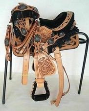 WILDRACE Premium Leather Western Horse Saddle Equestrian Tack Set size 14" - 18"