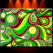 Large Gold Green Original Modern Abstract Painting Canvas Home signed framed xxx