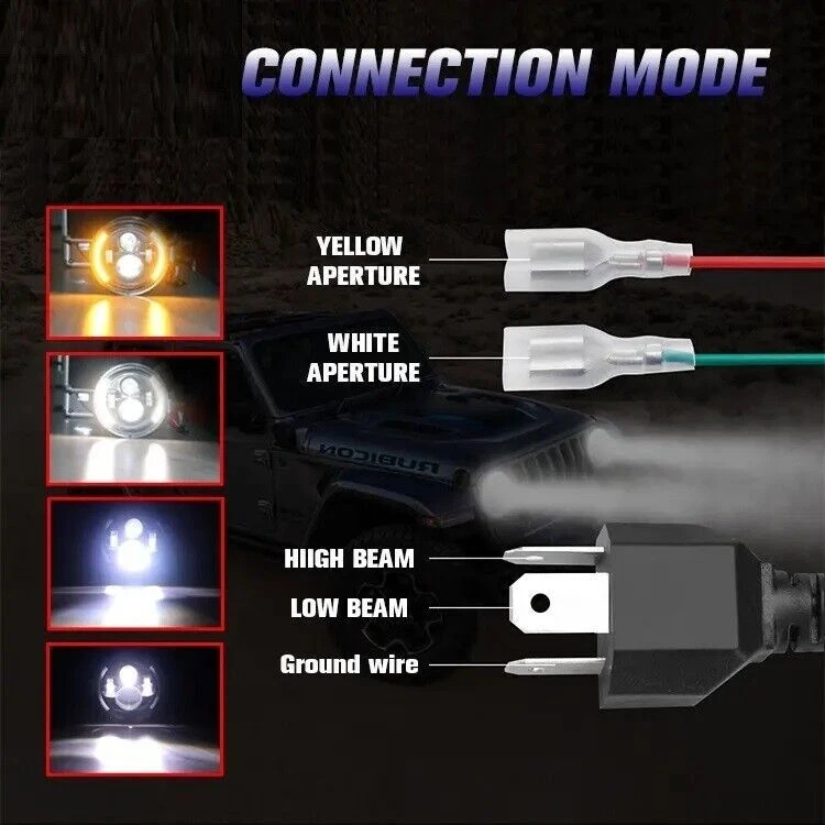 2x Faros LED redondos Fit Mack serie R de 7 pulgadas sellados haz alto/bajo con luz DRL Foto 4 de 4