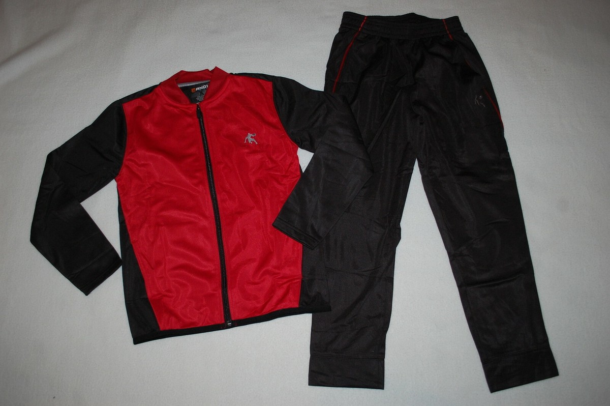 Boys 2 PC Track Suit RED & BLACK JACKET Zip Front ATHLETIC Boys 2 PC Track Suit RED & BLACK JACKET Zip Front ATHLETIC
