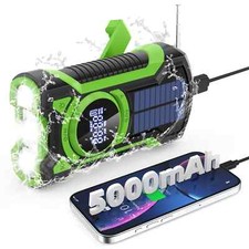 Emergency Radio Hand Crank Solar 5000mAh, IP65 Waterproof Dustproof Bluetooth