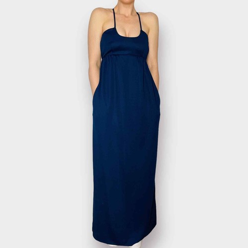 Maxi abito blu navy Distraction at Bonwit Teller anni 70 - Foto 2 di 6