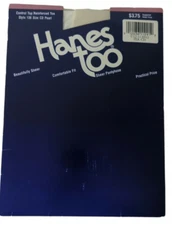 VTG 90s Hanes Too Sheer Pearl Control Top Reinforced Toe Style 136 Size CD NIP