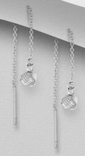 Solid Sterling Silver Threader Love Knot Dangle Earrings Dainty Cuties