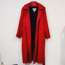 Marvin Richards Christmas Red Full Length Wool Coat Removable Hood Sz 12p